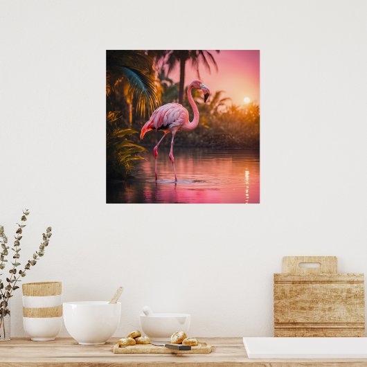 Rosé Gold Flamingo Serenity Poster (Keuken)