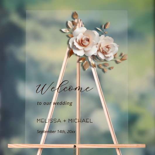 Rose Gold Fleurs 3D Mariage (Neutre)
