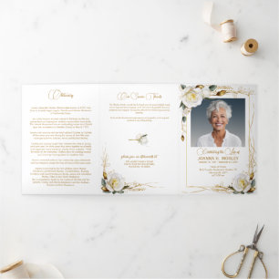 Rose & Gold Floral 6 Photo Poem Funeral Programme