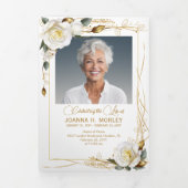 Rose & Gold Floral 6 Photo Poem Funeral Programme (Page de couverture)