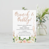 Rose Gold Floral Brunch Invitation à la douche nup (Debout devant)