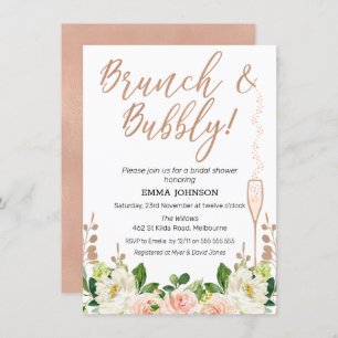 Rose Gold Floral Brunch Invitation à la douche nup