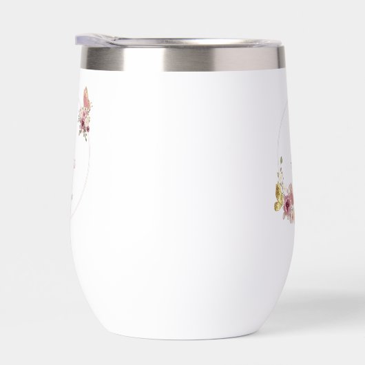 Rose Gold Floral Butterfly Custom Text (Droite)