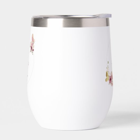 Rose Gold Floral Butterfly Custom Text (Gauche)