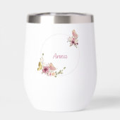 Rose Gold Floral Butterfly Custom Text (Arrière)