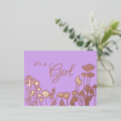 Rose | Gold Floral c'est une fille Faire-part de n (Debout devant)