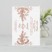 Rose Gold Floral Coeur Foil Mariage Invitation (Debout devant)