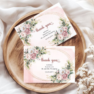 Rose Gold Floral Élégant Mariage Merci