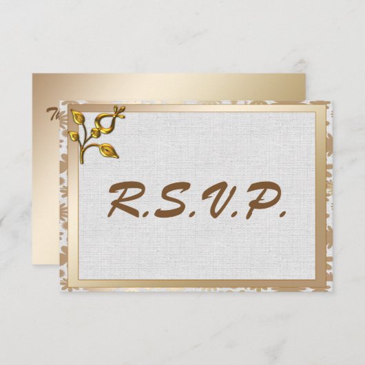 Rose Gold Floral et mariage Linen RSVP (Devant / Derrière)