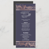 Rose Gold Floral et Navy Blue Wedding Programmes (Devant / Derrière)