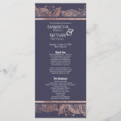 Rose Gold Floral et Navy Blue Wedding Programmes (Devant)