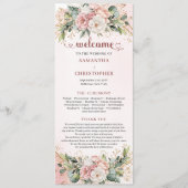 Rose Gold Floral Eucalyptus Elegant Wedding Agenda Programma (Voorkant)