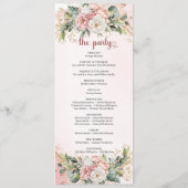 Rose Gold Floral Eucalyptus Elegant Wedding Agenda Programma (Achterkant)