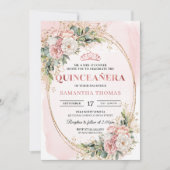 Rose Gold Floral Eucalyptus Quinceañera Invitation (Devant)