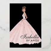 Rose Gold Floral Quinceañera Invitation d'annivers (Verso)