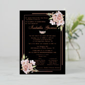 Rose Gold Floral Quinceañera Invitation d'annivers (Debout devant)
