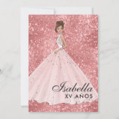 Rose Gold Floral Quinceañera Invitation d'annivers (Dos)