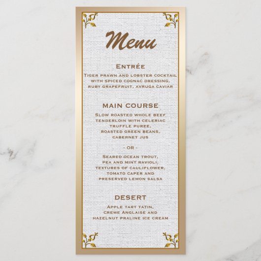 Rose Gold Floral Wedding Reception Menu (Devant)