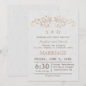 Rose Gold Flourish Swirl White Wedding Invitation (Devant / Derrière)