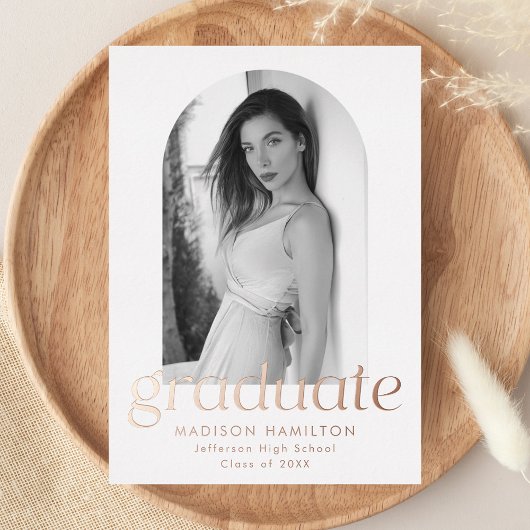 Rose Gold Foil Arch Photo Faire-part de graduation