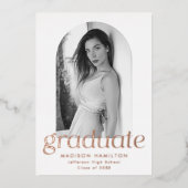 Rose Gold Foil Arch Photo Faire-part de graduation (Recto)