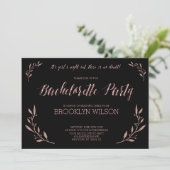 Rose Gold Foil Bachelorette Invitations Black (Debout devant)