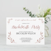 Rose Gold Foil Bachelorette Invitations Floral (Debout devant)