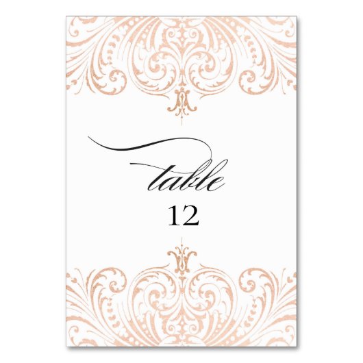 Rose Gold Foil Boho Chic Numéro de table Mariage (Dos)