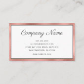 Rose Gold Foil Carte de visite de script de luxe (Dos)