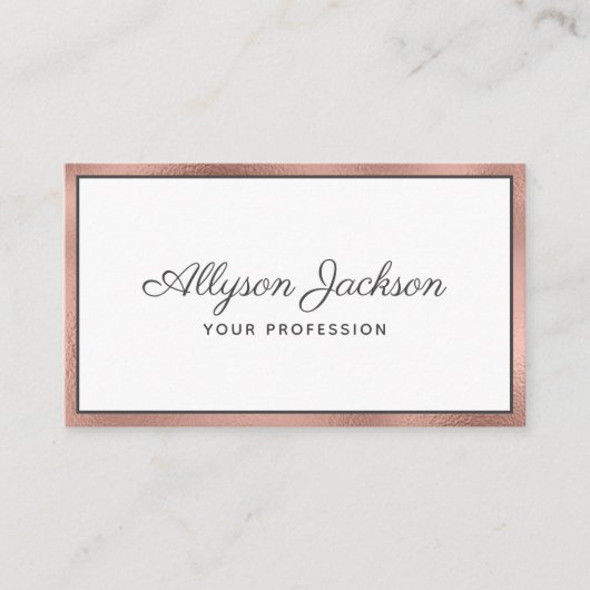 Rose Gold Foil Carte de visite de script de luxe (Devant)