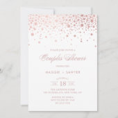 Rose Gold Foil Confetti Couples Douche Invitation (Devant)