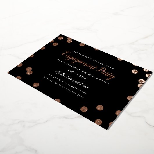 Rose Gold Foil Confetti Engagement Invitation (Rotation)