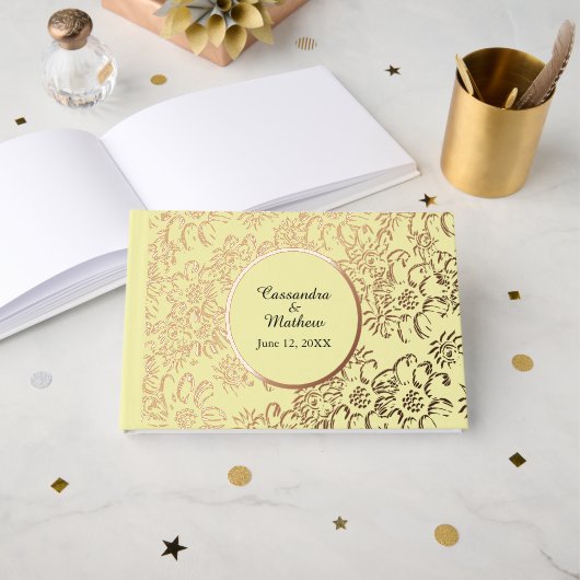 Rose Gold Foil Daisées Floral Jaune Mariage (Recto ouvert)