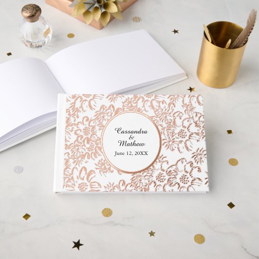 Rose Gold Foil Daisies Floral Blanc Mariage (Recto ouvert)