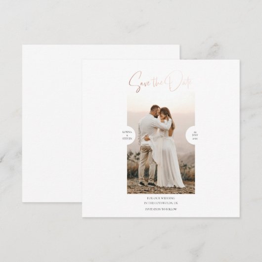 Rose Gold Foil Effect Script Enregistrer la carte  (Devant / Derrière)