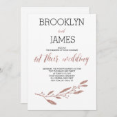 Rose Gold Foil Effect Wedding Invitation (Devant / Derrière)