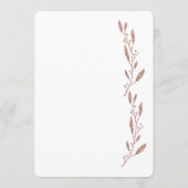 Rose Gold Foil Effet Mariage Menu Floral (Dos)