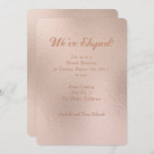 Rose Gold Foil-Effet Nous avons Eloped Faire-part (Devant / Derrière)