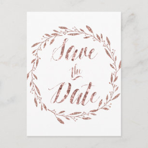 Rose Gold Foil Enregistrer la date Cartes postales