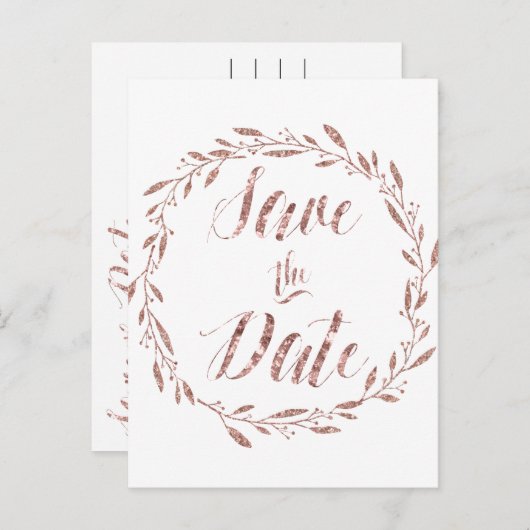 Rose Gold Foil Enregistrer la date Cartes postales (Devant / Derrière)