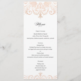 Rose Gold Foil (Faux) Mariage Menu Boho Chic