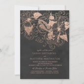 Rose Gold Foil Floral Koi Faire-part de mariage (Devant)