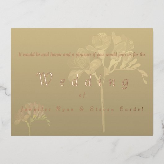 Rose Gold Foil Fresia Wedding Invitations (Recto)