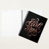 Rose Gold Foil Girl Boss Typographie noir (Devant avec enveloppe)