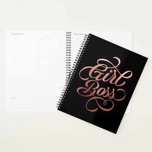 Rose Gold Foil Girl Boss Typographie noir (Devant avec enveloppe)