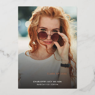 Rose Gold Foil Grad Photos Faire-part de graduatio