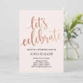 Rose Gold Foil, invitation de fête d'anniversaire (Debout devant)