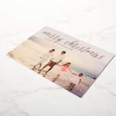 Rose Gold Foil Joyeux Noël Crème Carte photo de No (Rotation)