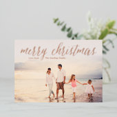 Rose Gold Foil Joyeux Noël Crème Carte photo de No (Debout devant)