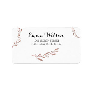 Rose Gold Foil Mariage Étiquette de adresse Floral